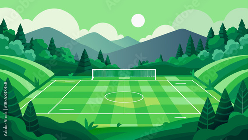 Tennis court nestled in a forest