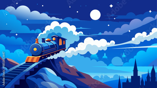 Nighttime steam train journey