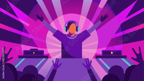 Dj engaging crowd at vibrant club