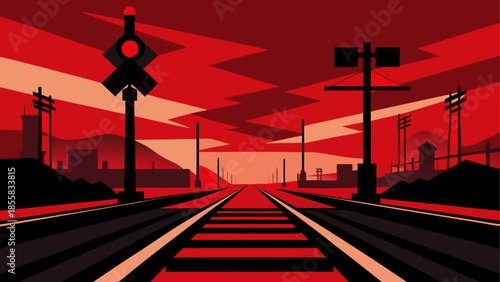 Railroad tracks at sunset