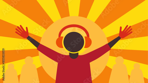 Person enjoying music with headphones