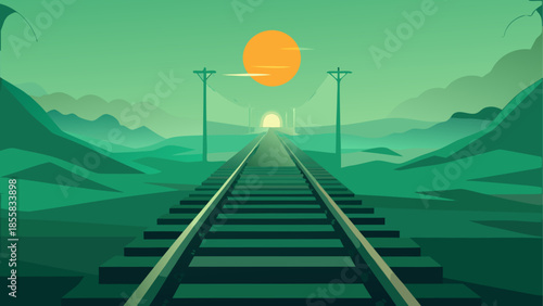Railroad tracks at sunset