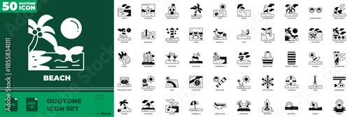 Beach Duotone Editable Icons set