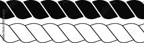 straight outline rope border pattern. Rope brush pattern. Thread pattern seamless. seamless hemp cord line collection on Transparent background
