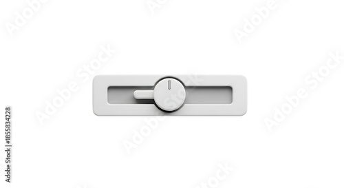 White horizontal slider switch with a circular knob isolated on transparent background