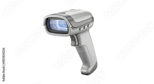 Modern handheld thermal imaging camera with screen displaying a heat signature isolated on transparent background