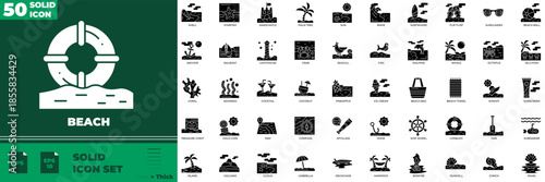 Beach Solid Editable Icons set