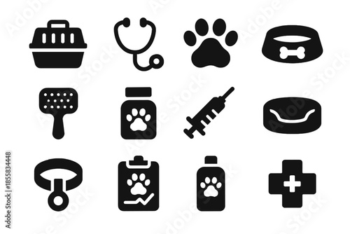 Shapes black equal thickness paw icons chart icon care vector spacing negative