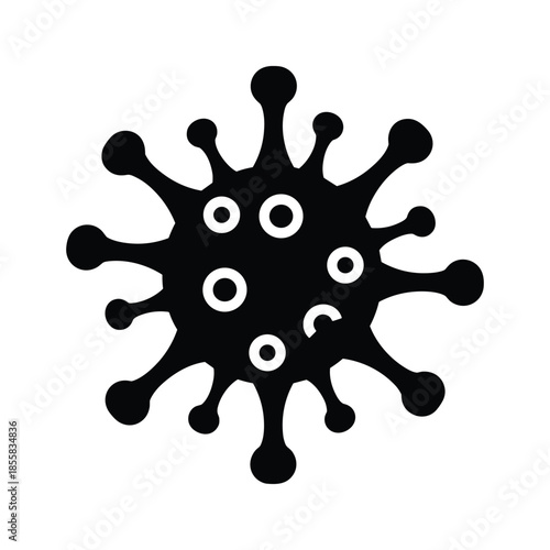 Black virus icon on white background