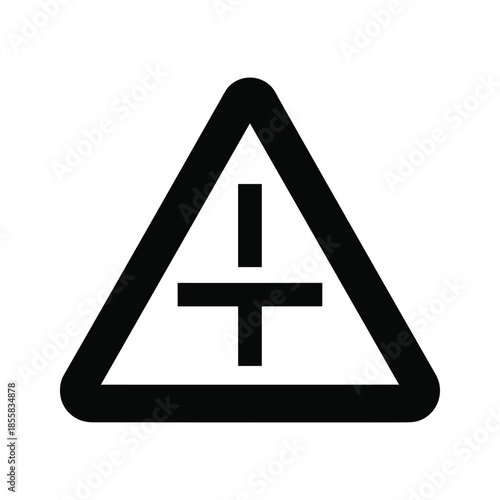 Warning sign with exclamation mark and plus symbol