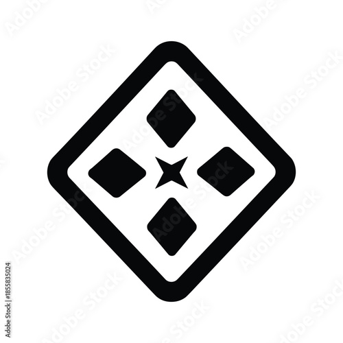 Black and white diamond shape logo with star