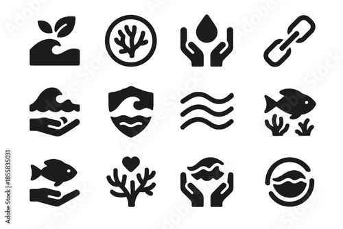 Tile icons conservation ocean vector rounded icon reef no squares transparency balanced