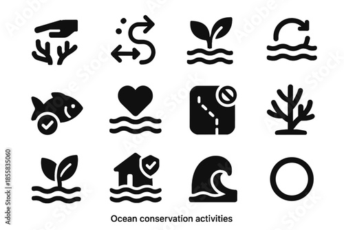 Icon aligned gradients exact balanced vector symbol outlines background conservation ocean icons