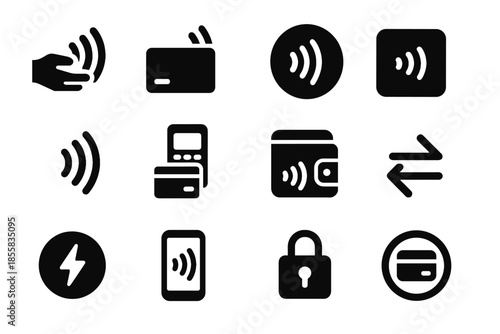 Vector contactless icon tap set payment tile strokes rounding no textures