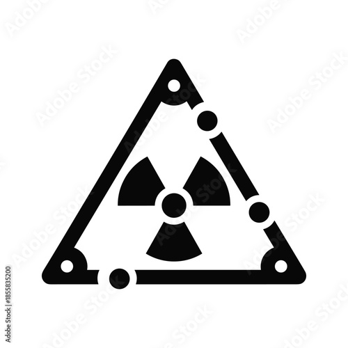 Radioactive warning sign with radiation symbol inside triangle