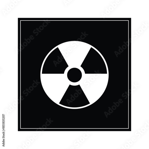 Radioactive warning sign symbol on black background