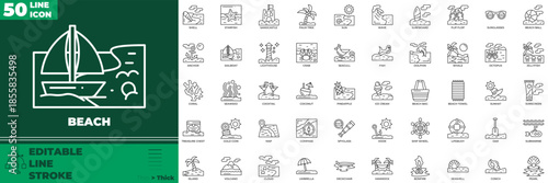 Beach Line Editable Icons set