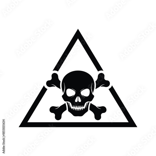 Skull and crossbones inside triangle symbol
