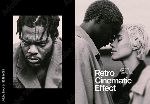 Retro Cinematic Poster Photo Effect Mockup