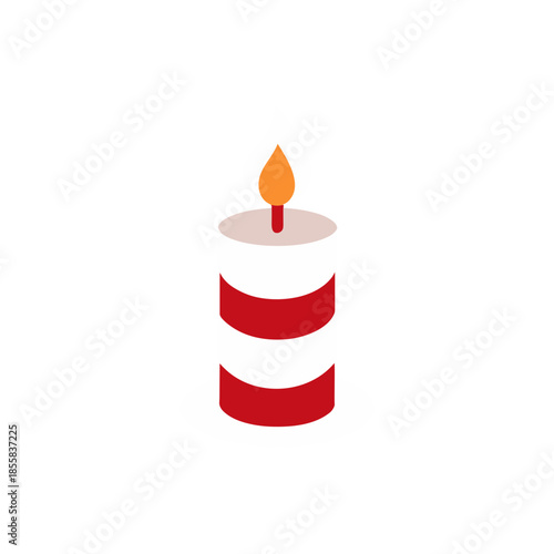 Illustration of a red and white striped candle on transparent background