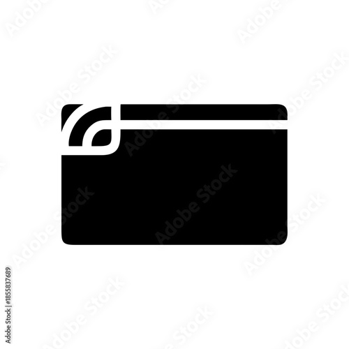 Black card with wireless signal in corner on transparent background