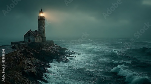 Lone lighthouse rugged coastline guiding ships pictures