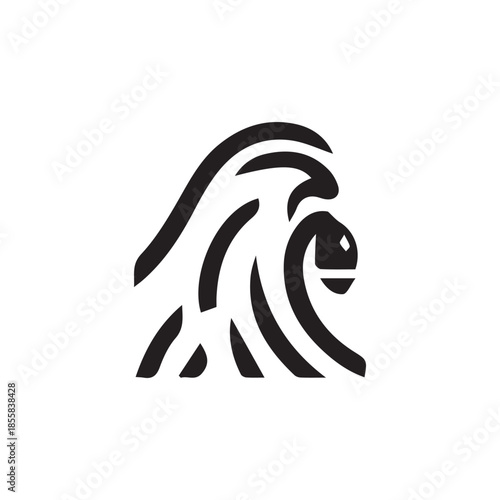 Abstract gorilla head stylized illustration with bold modern lines