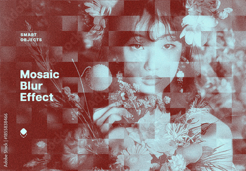 Retro Mosaic Blur Effect Mockup