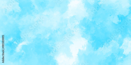 Light sky blue and white grunge smooth shades aquarelle background. sky cloud for wallpaper backdrop texture. blue watercolor splash stroke background with clouds. hand drawn paint watercolor texture.