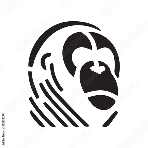 Abstract primate head in bold negative space style