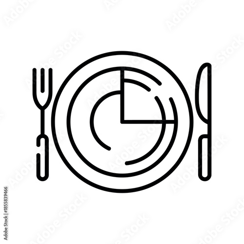 Meal plate outline vector icon food portion symbol for diet and nutrition