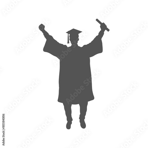 silhouette of a man in graduation gown