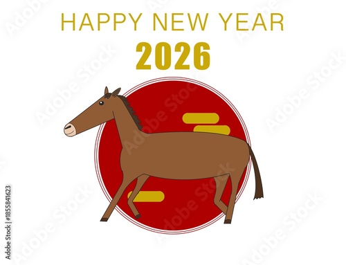 2026年の干支午年のイラスト　ver2