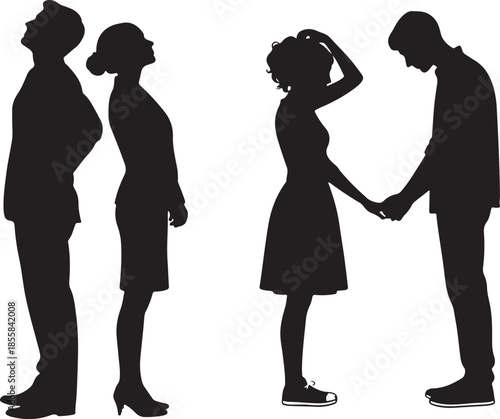 Couple Conflict and Relationship Dynamics Silhouette Set