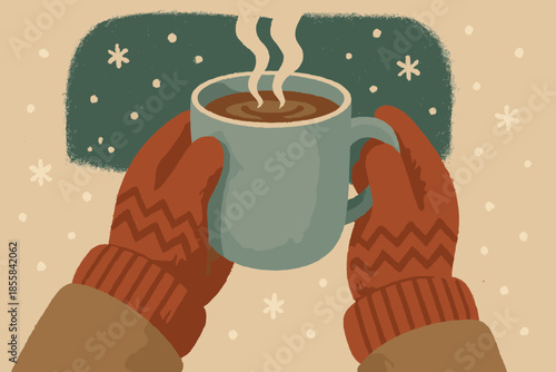 Winter holding warmth cozy vector snowflakes texture mittens numbers warm icon no