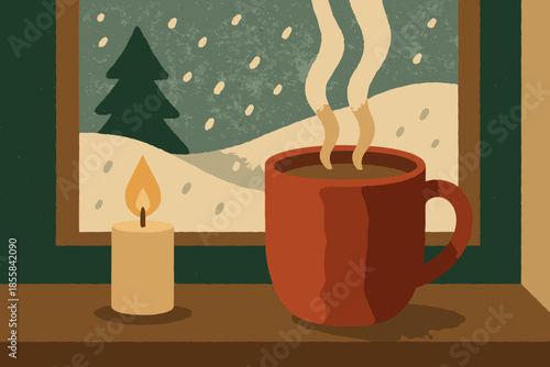 Vector windowsill punctuation winter outside labels serene icon text dusty numbers moment