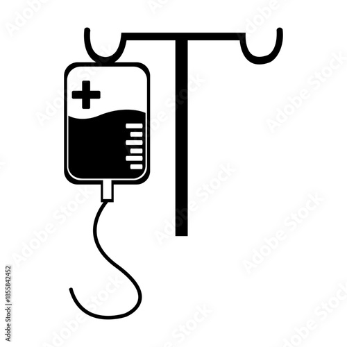 A striking black and white study of medical saline IV bags, capturing the clinical essence of hydration and life-support through high-contrast light and shadow.