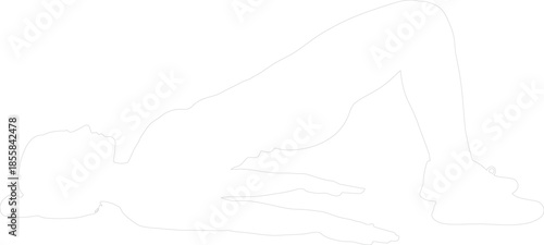 Glute Bridge Exercise Outline Vector Illustration Woman Fitness Workout Line Art