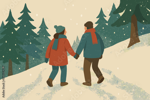 Text stroll cohesive no bubbles captions forest snowy icon warm numbers vector