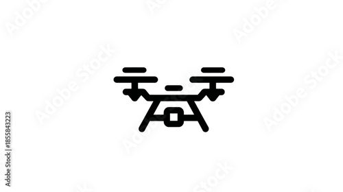 Drone Quadcopter Icon Line Art Illustration. Modern UAV Unmanned Aerial Vehicle Technology Symbol Vector Graphic