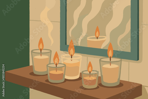 Holders geometric warm cream icon glass serenity vector handmade letters candlelight no