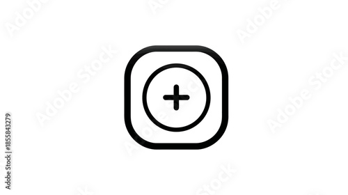 Modern UI add button icon with plus sign in circle and rounded square, ideal for digital design, app, web, and software interfaces