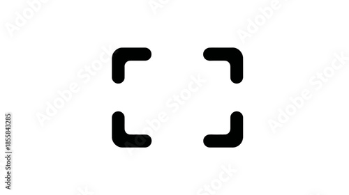 Black full screen icon, expand view symbol, focus area UI element, maximize display graphic, user interface design, isolated vector