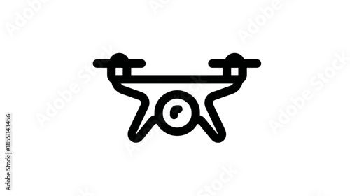 Modern Drone Icon Outline Vector Illustration. UAV Quadcopter Symbol for Aerial Photography, Technology, and Remote Control.