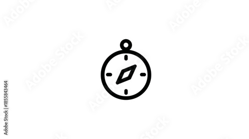 Minimalist Compass Line Icon: Navigation, Direction, Travel, and Exploration Symbol. Outline Graphic for Guidance and Discovery.