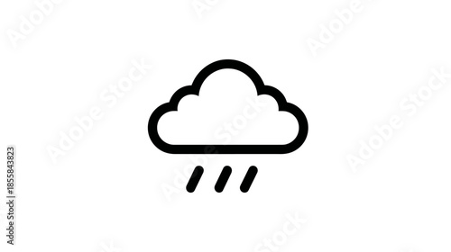 Simple black outline icon of a rainy cloud. Weather forecast symbol for rain, storm, or wet conditions. Minimalist vector graphic.