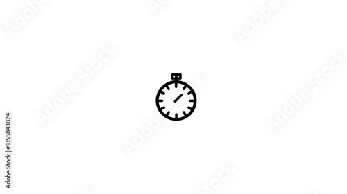 Minimalist black line art stopwatch icon on white background, symbolizing time, speed, urgency, and deadline measurement.