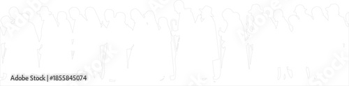 Abstract vector outline of a standing crowd or soldiers silhouette line art monochrome drawing historical context