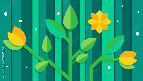 Abstract Botanical Harmony: A vibrant abstract composition of a blooming floral plant, portraying harmony with the elegance of a floral.