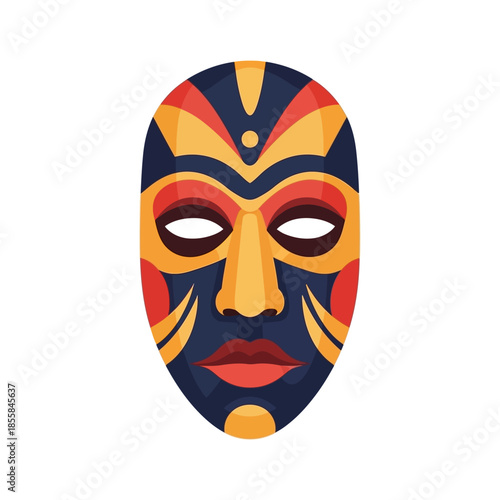 Vibrant Traditional African Mask Illustration - Cultural Symbolism and Artistic Expression